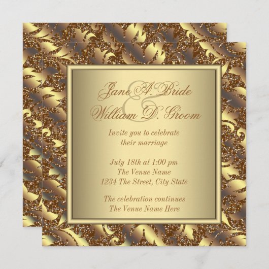 Invitation Mariage d'or pur (Devant / Derrière)
