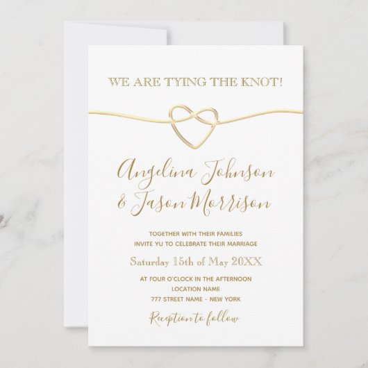 Invitation Mariage d'or romantique (Devant)