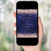 Invitation Mariage d'or rose bleu marine