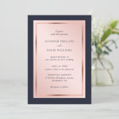 Invitation Mariage d'or Rose bleu marine moderne (Debout devant)
