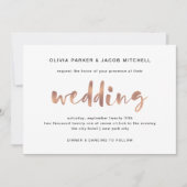 Invitation Mariage d'or Rose de base Elegant Faux (Devant)