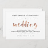 Invitation Mariage d'or Rose de base Elegant Faux (Devant / Derrière)