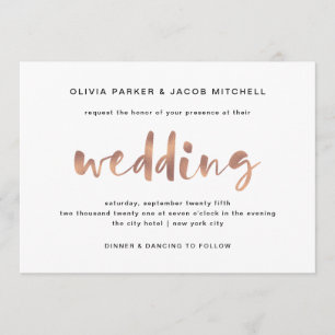 Invitation Mariage d'or Rose de base Elegant Faux