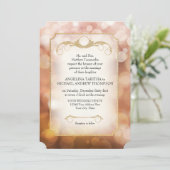 Invitation Mariage d'or rose de Bokeh Sparkle (Debout devant)