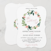 Invitation Mariage d'or Rose floral à crème blanche moderne (Devant / Derrière)