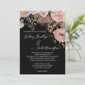 Invitation Mariage d'or Rose floral à l'aquarelle d'automne (Debout devant)