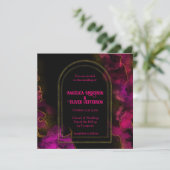 Invitation Mariage d'or rose noir (Debout devant)