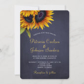 Invitation Mariage d'or rustique tournesol (Devant)