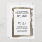 Invitation Mariage d'or satiné brossé moderne (Devant)