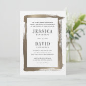 Invitation Mariage d'or satiné brossé moderne (Debout devant)