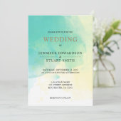 Invitation Mariage d'or turquoise moderne et élégant (Debout devant)