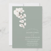 Invitation Mariage d'orchidée blanche moderne Sage Green (Devant)