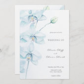 Invitation Mariage d'orchidée bleu doux (Devant / Derrière)