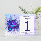 Invitation Mariage d'orchidée bleue Numéro de tableau modèle (Debout devant)