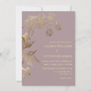 Invitation Mariage d'orchidée dorée rose sur mesure