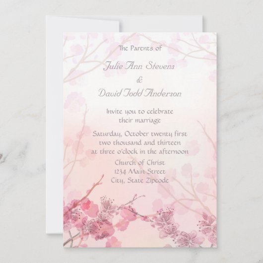 Invitation Mariage d'orchidée rose (Devant)