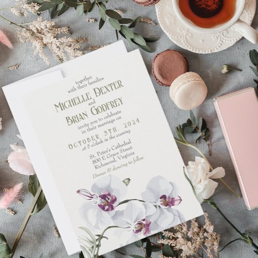 Invitation Mariage d'orchidées blanches délicates