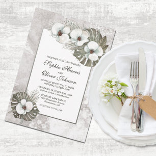 Invitation Mariage d'orchidées blanches tropicales