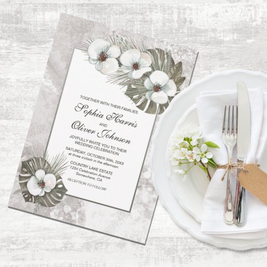 Invitation Mariage d'orchidées blanches tropicales
