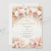 Invitation Mariage d'orchidées pastel Watercolor (Devant)