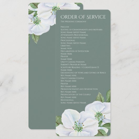 Invitation Mariage d'ordre de service de la floraison de la p (Devant / Derrière)