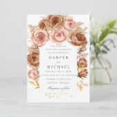 Invitation mariage doré brun rose rousse rose (Debout devant)