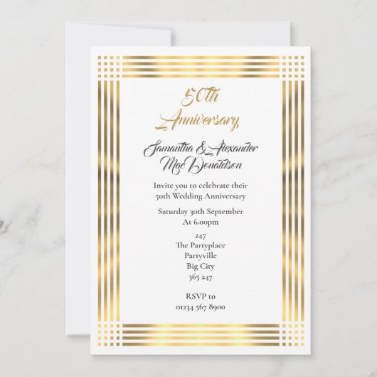 Invitation Mariage doré simple (Devant)