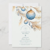 Invitation Mariage d'ornement bleu Dusty (Devant)