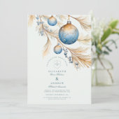 Invitation Mariage d'ornement bleu Dusty (Debout devant)