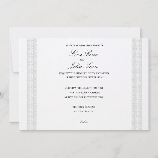 Invitation Mariage d'ornement de conception du grec ancien (Devant)