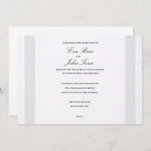 Invitation Mariage d'ornement de conception du grec ancien (Devant / Derrière)