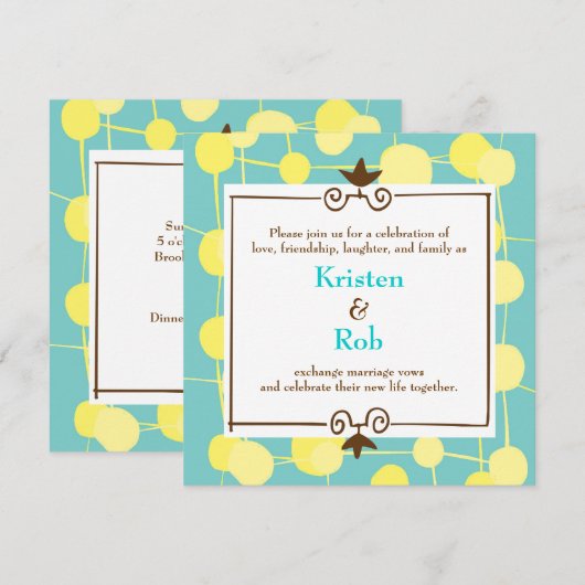 Invitation Mariage Dotty (Bubblegum Blue) (Devant / Derrière)