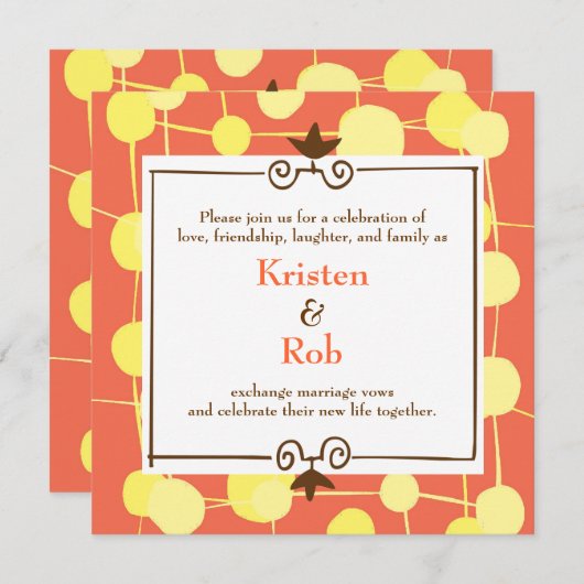 Invitation Mariage Dotty (Sorbet orange) (Devant / Derrière)