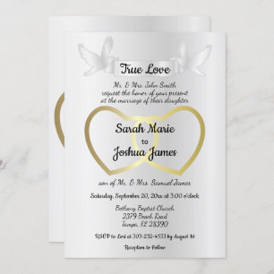 Invitation Mariage double coeur Gold