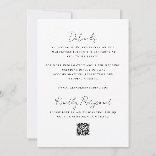 Invitation Mariage double face noir et blanc (Dos)