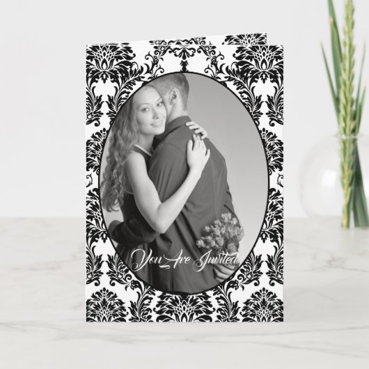 Invitation Mariage double photo noir et blanc (Devant)