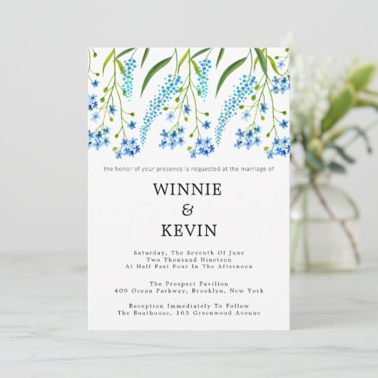 Invitation Mariage d'oublier-moi-non (Debout devant)