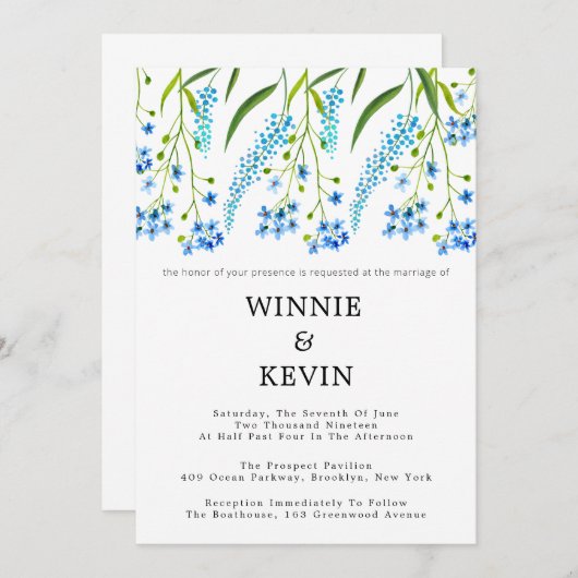 Invitation Mariage d'oublier-moi-non (Devant / Derrière)