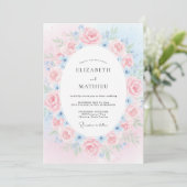 Invitation Mariage Douce Azur Pétale de Teint Rose (Debout devant)