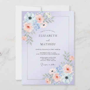Invitation Mariage Douce Corail Lilas Pivoine
