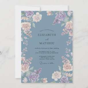 Invitation Mariage Douce Étreinte Painterle de Pervenche