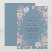 Invitation Mariage Douce Étreinte Painterle de Pervenche (Devant / Derrière)