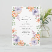 Invitation Mariage Douce Eucalyptus Ranunculus Améthyste Pêch (Debout devant)