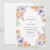 Invitation Mariage Douce Eucalyptus Ranunculus Améthyste Pêch (Devant / Derrière)