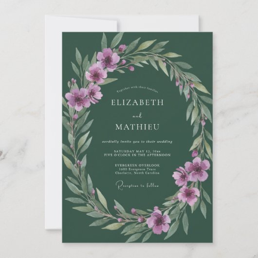 Invitation Mariage Douce Feuille de Lilas Forestier (Devant)