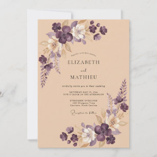 Invitation Mariage Douce Fleur Améthyste