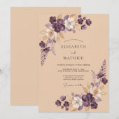 Invitation Mariage Douce Fleur Améthyste (Devant / Derrière)