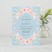Invitation Mariage Douce Fleur Bleue Poussiéreuse (Debout devant)