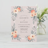 Invitation Mariage Douce Fleur de Pêche (Debout devant)