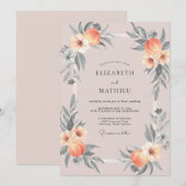 Invitation Mariage Douce Fleur de Pêche (Devant / Derrière)